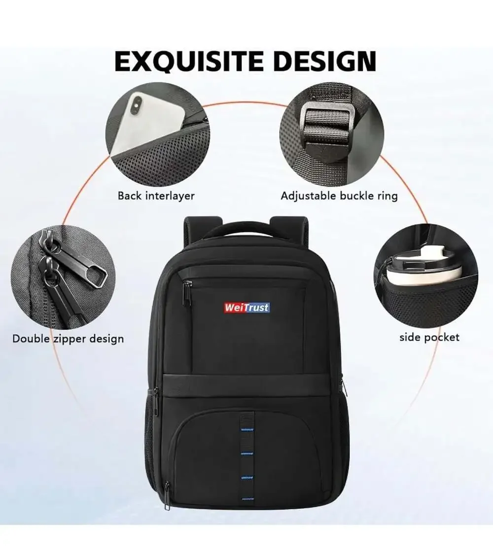 WeiTrust 17.3-Inch Laptop Backpack, Water-Resistant Multi-Layer Travel and Busin